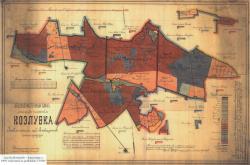 Historyczna mapa Lasów Kozłowieckich z 1905 roku na podkładzie z 1858 r.